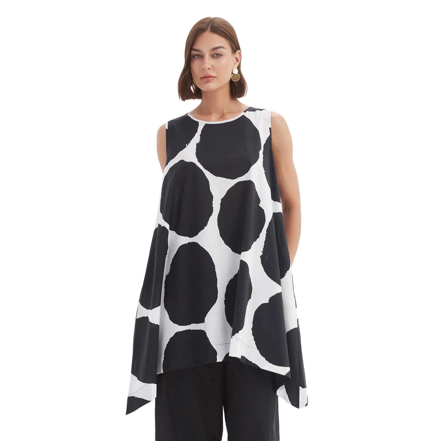 TIRELLI Sleeveless Poplin Print Tunic